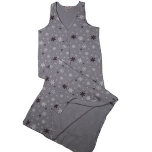 Victoria's Secret Henley Snowflake Tank Maxi Nightgown SZ L